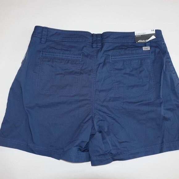 Eddie Bauer Women's Aspire Chino Shorts Size 14 NWT Dust Indigo Blue Flat Front - Picture 4 of 5